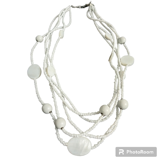 Beaded Necklaces -2. White, Brown. - Picture 3 of 11